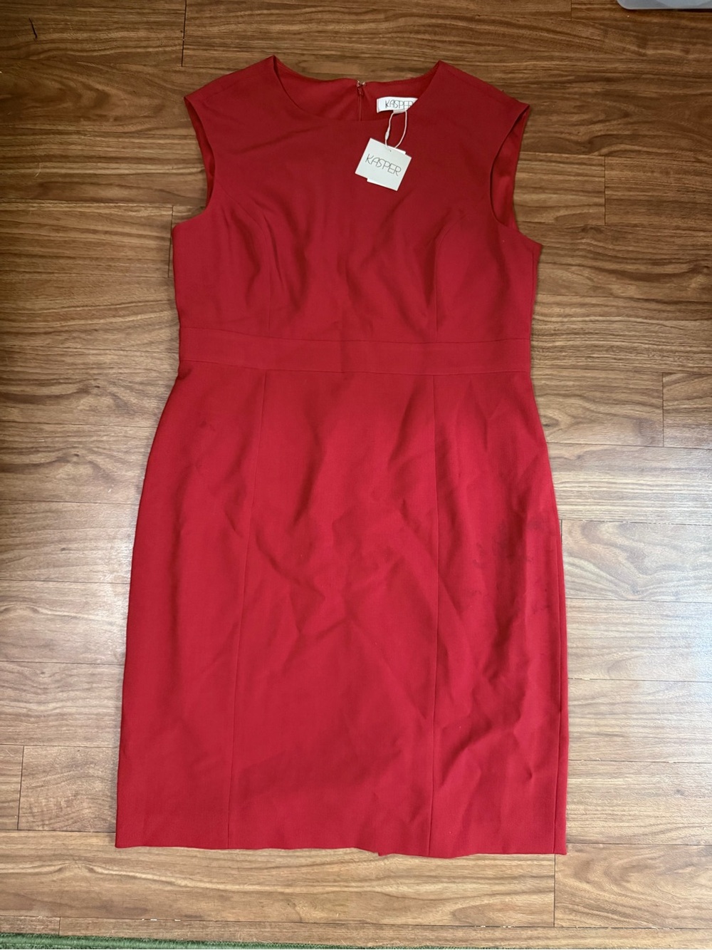 Kasper Red Cap-Sleeve Sheath Dress
